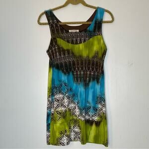 SUSHI FLOWERS Multicolored Patterned Sleeveless Tunic Top Size Large